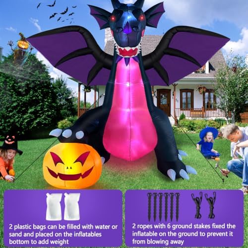 Danxilu 9FT Halloween Inflatable Dominating Dragon with Pumpkin Decoration