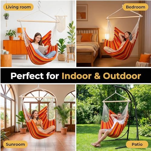 ADVOKAIR Hammock Chair Swing 500lbs Steel Bar Multi-Size Bedroom&Porch