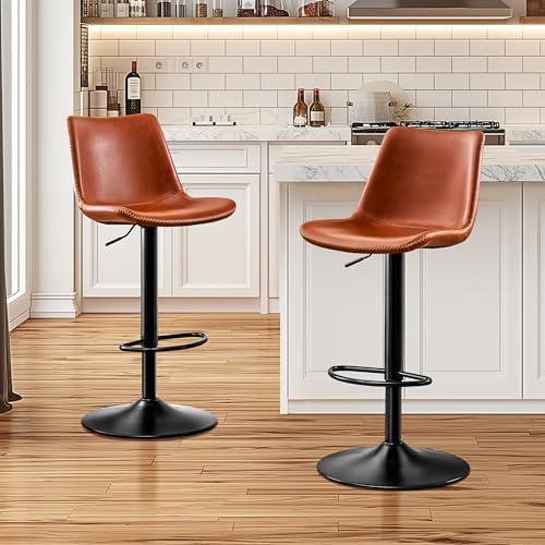 STOOLINK Vintage Bar Stools with Back, Adjustable Bar Stools Set of 2