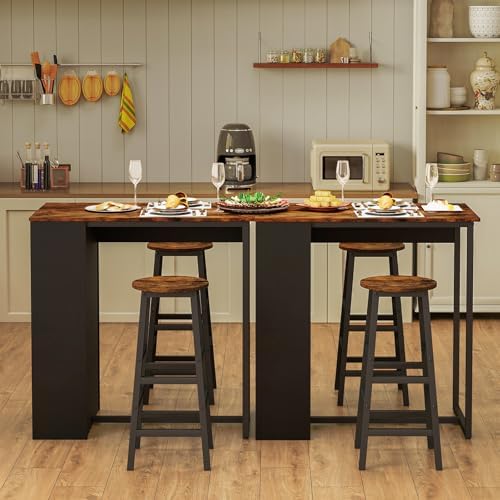 Giantex 3-Pieces Dining Table Set, 36-Inches Rectangular Kitchen Table and 2 Barstools with Storage Shelves, Counter Height Table Set for Small Space, Breakfast Nook, Dinette, Pub, Living Room