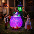 6 FT Halloween Inflatable Witch and Cauldron with RGB Lighted Halloween Blow Ups Outdoor Decorations for Yard, Lawn, Garden, Porch and Party