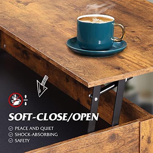 WLIVE Lift Top Coffee Table with Drawer, Brown
