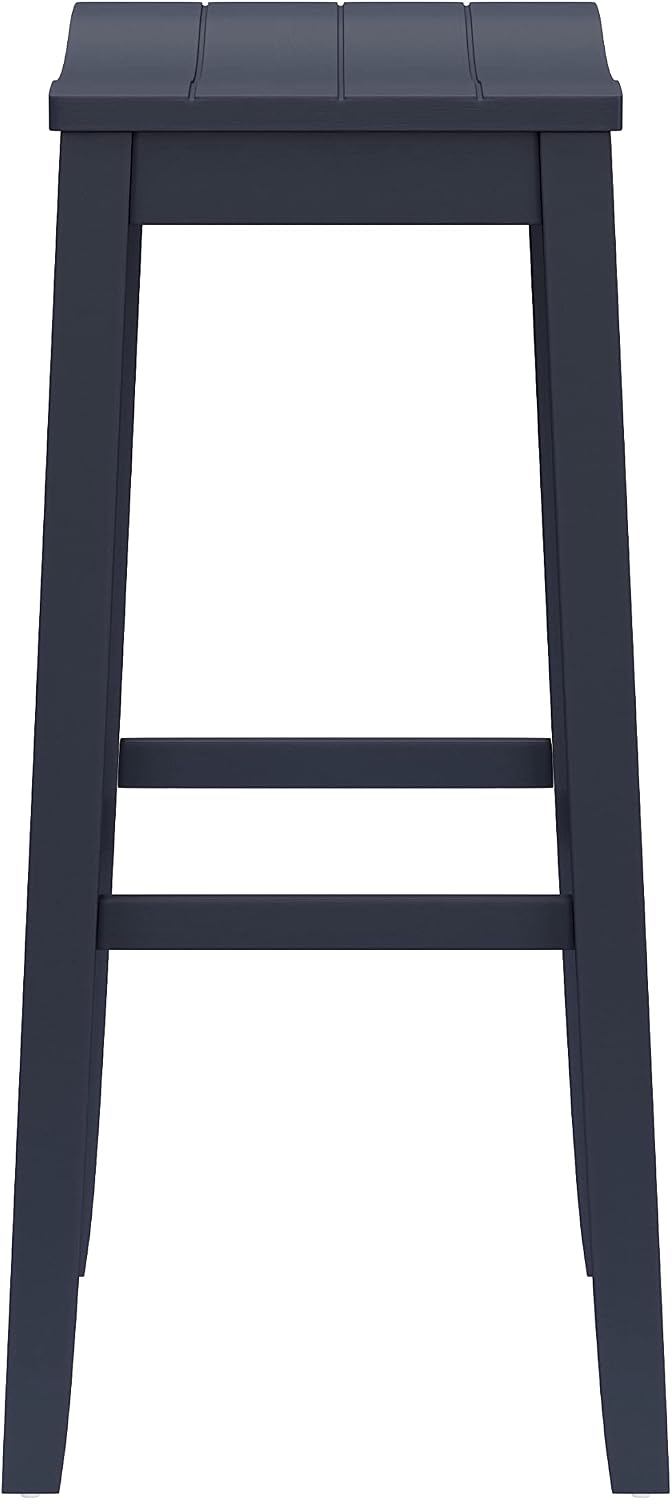 Hillsdale Fiddler Wood Backless Bar Height Stool with Saddle-Style Seat, Navy