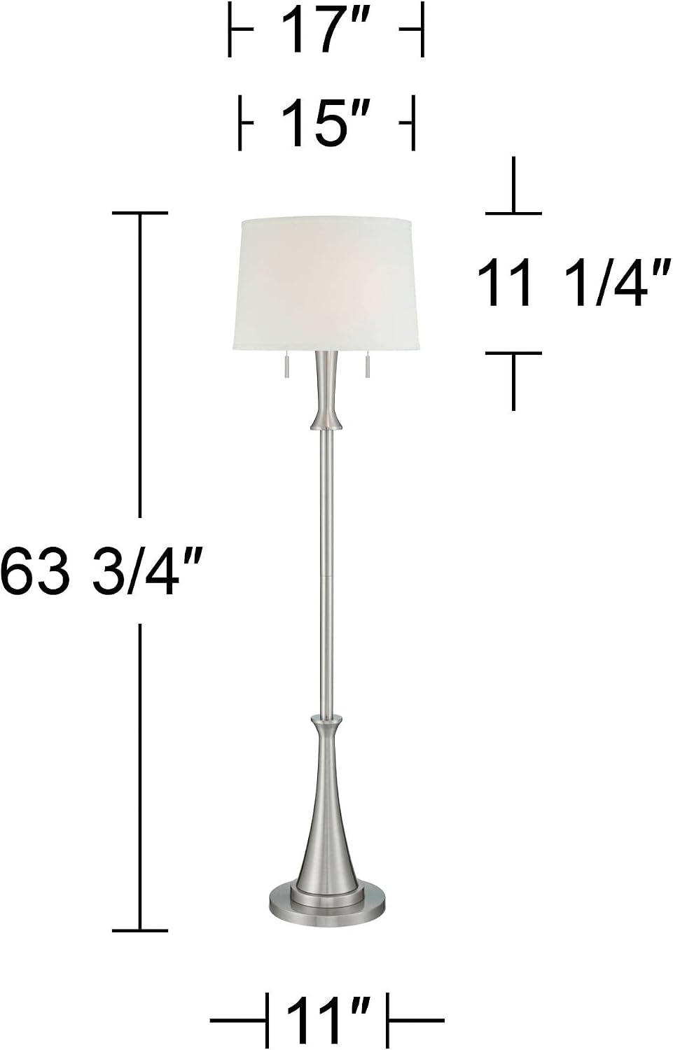 360 Lighting Karl 63 3/4" Tall Luxe Modern Brushed Nickel Floor Lamp