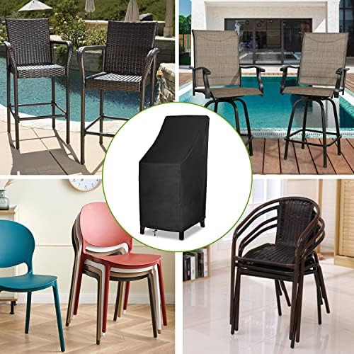 Stackable Patio Chair Covers, High Back Outdoor Chair Covers, 600D Heavy Duty Waterproof Lawn Outside Barstool Furniture Covers,Fits for 4-6 Stackable Dining Chairs,27"W x 27"D x 49"H,2 Pack