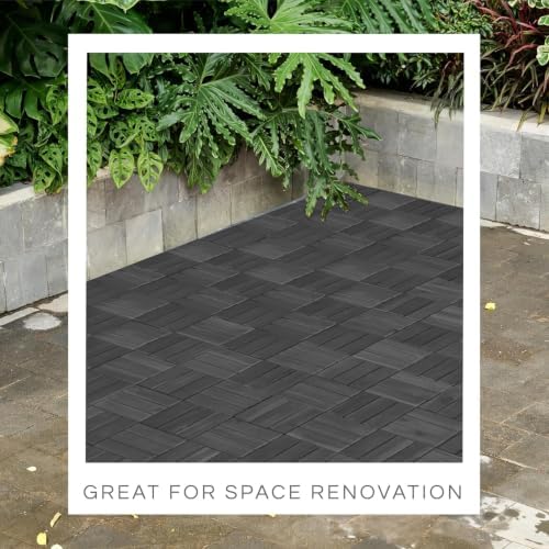 THYOI Premium Deck Tiles, Patio Flooring - Round Joint (10, Black)