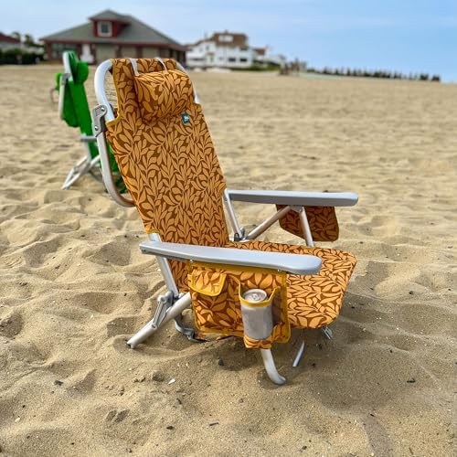 Bliss Hammocks Folding Backpack Beach Chair Recliner, Amber Leaf