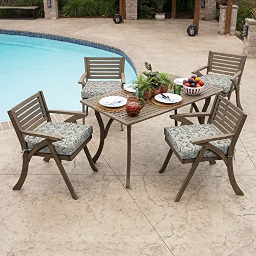 Arden Outdoor Seat Pad Chair Cushion, 21x21, Neutral Damask