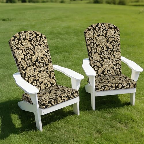 LVTXIII Adirondack Chair Cushions 48x20x2.5 Inch, Water Repellent, Fade Resistant, High Back Outdoor Rocking Chair Cushions for Patio Furniture, 2 Pack, Jacobean Black