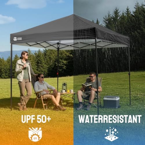 CROWN SHADES 8x8 Pop Up Canopy, Outdoor Canopy Tent, Gray
