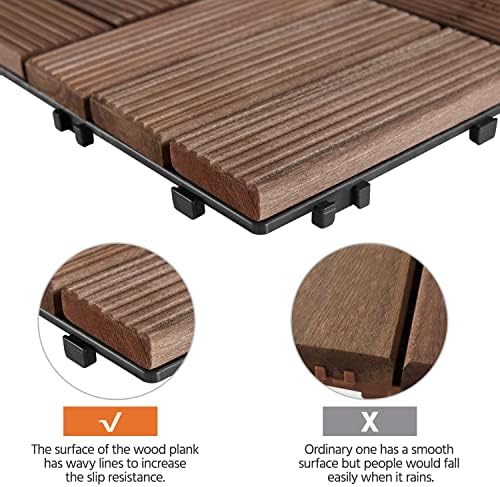 Yaheetech 27PCS 12x12in Interlocking Deck Tiles Outdoor Patio,Brown