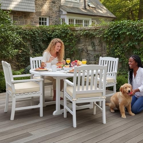 Summsun Outdoor Chair Cushions Set of 4: Water Resistant Seat Cushion for Patio Furniture - 18.5 x 16 x 2 Inch Chair Pads with Ties and Hidden Zipper - Patio Chair Cushion Replacement, Beige