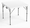 VINGLI 34" Fold in Half Square Table, Bi-Folding Commercial Portable Plastic Dining Table for Kitchen Outdoor Party Wedding Event, White