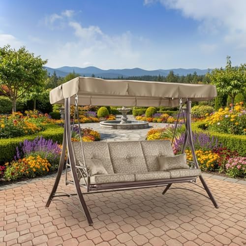 Garden Winds Durable 350 Replacement Canopy Top Compatible with Callimont Park Swing Models RUS4239, RUS4239-WM - Beige