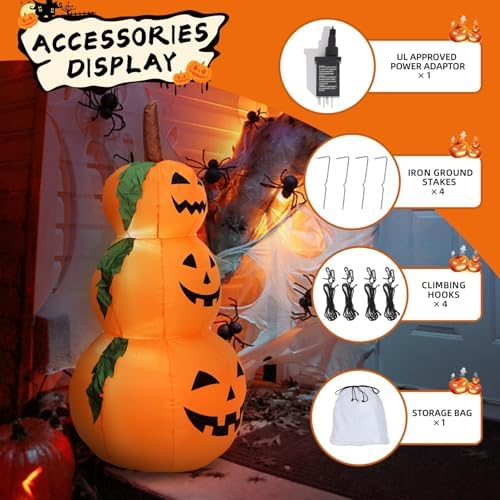 6FT H Halloween Inflatable Stacked Pumpkins Blow up Pumpkin Stacked with Build-in LED Lights, Blow up 3 Pumpkins Inflatable Outdoor Indoor Decorations Large Party Yard Decoration