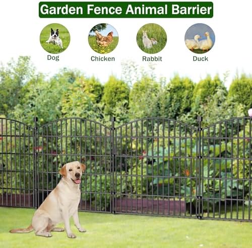10 Panel No Dig Decorative Garden Fence 32" H x 23.6'L Outdoor Dog Barrier