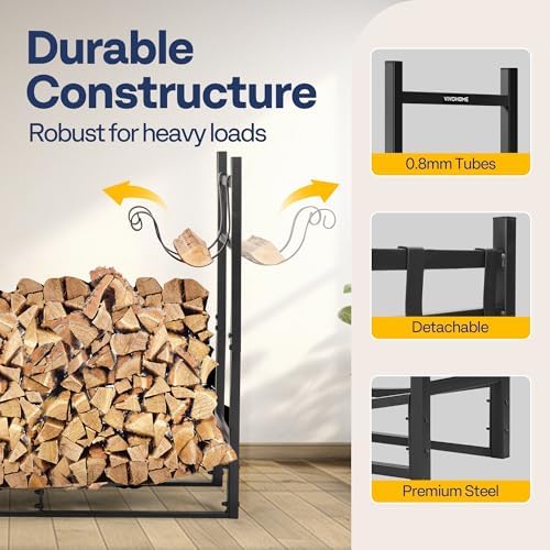 VIVOHOME 3ft Heavy Duty Indoor Outdoor Firewood Storage Log Rack with Kindling Holder
