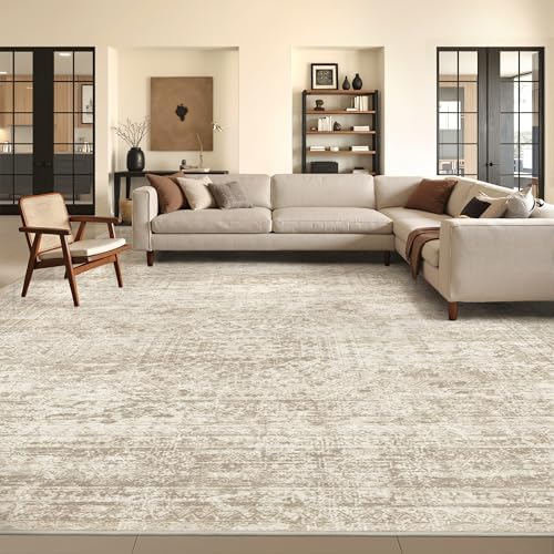 8x10 Area Rugs for Living Room,Large Washable Rug,Beige
