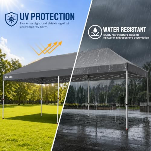 CROWN SHADES 10x20 Pop Up Canopy Tent, Event Shelter,Gray