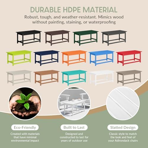 WestinTrends Malibu Outdoor Poly Lumber Coffee Table, 35.25" x 17.5", White