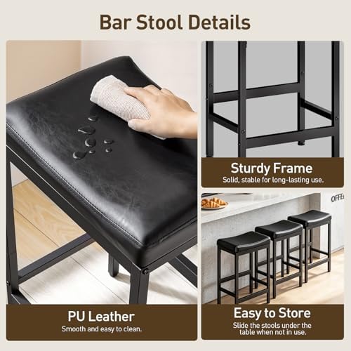 RALGEND Bar Stools Set of 3, Counter Height Stools, Kitchen Stools