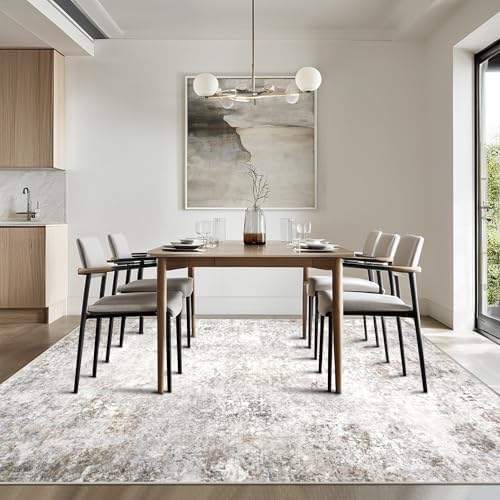 Beige Grey Washable Rugs 8x10 Area Rugs for Living Room,Bedroom,Dining Room