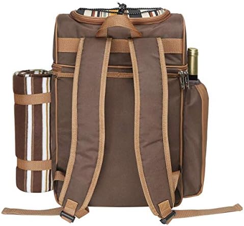 Hap Tim Picnic Basket Backpack for 2 Person with 2 Insulated Cooler Compartment, Wine Holder, Fleece Blanket, Cutlery Set, Wedding Gifts for Couples, Bridal Shower Gifts, Engagement Gifts