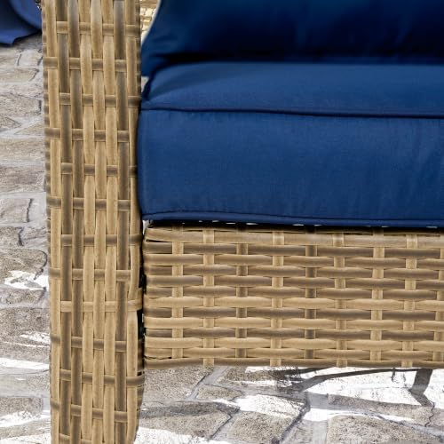 Outsunny Patio Wicker Adirondack Chair Outdoor Dark Blue
