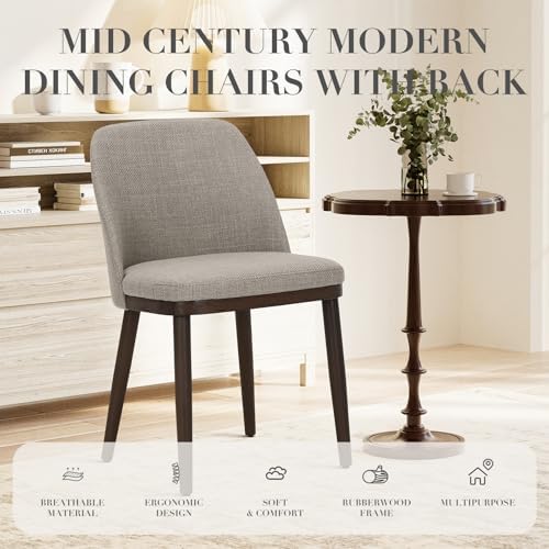 COLAMY Upholstered Dining Chairs Set of 4, Modern Kitchen Chairs with Back, Fabric Side Dining Room Chairs with Wood Legs for Kitchen Dining Room Restaurant, Camel