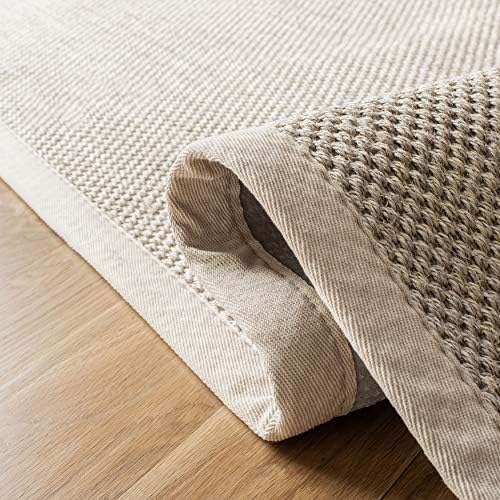 SAFAVIEH Area Rug 6' Square - Natural Fiber Collection - Marble & Beige, Sisal, Woven Design with Border (NF143C)
