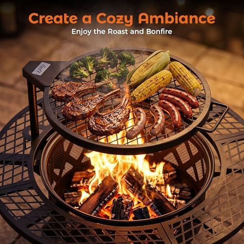 32 Inch Outdoor Fire Pits for Outside Wood Burning Fire Pit for Outdoor
