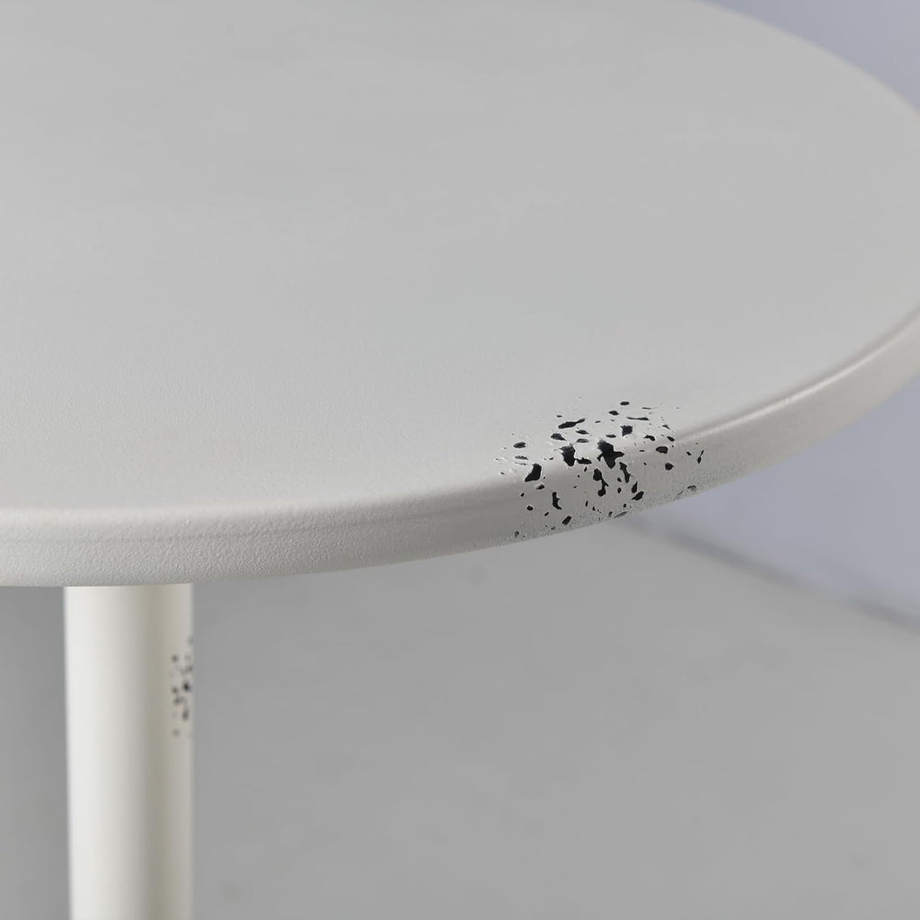 Industrial Pub Table 23.6" Iron Round Desktop 37.4" Height Cast Iron Bar Table Antique White