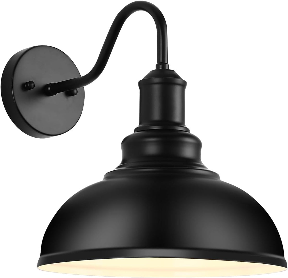 Outdoor Wall Sconces, Exterior Farmhouse Gooseneck Barn Light, Vintage Matte Black Outside Wall Mount Light Fixture, Industrial Black Lantern for Porch, Entryway, Garage