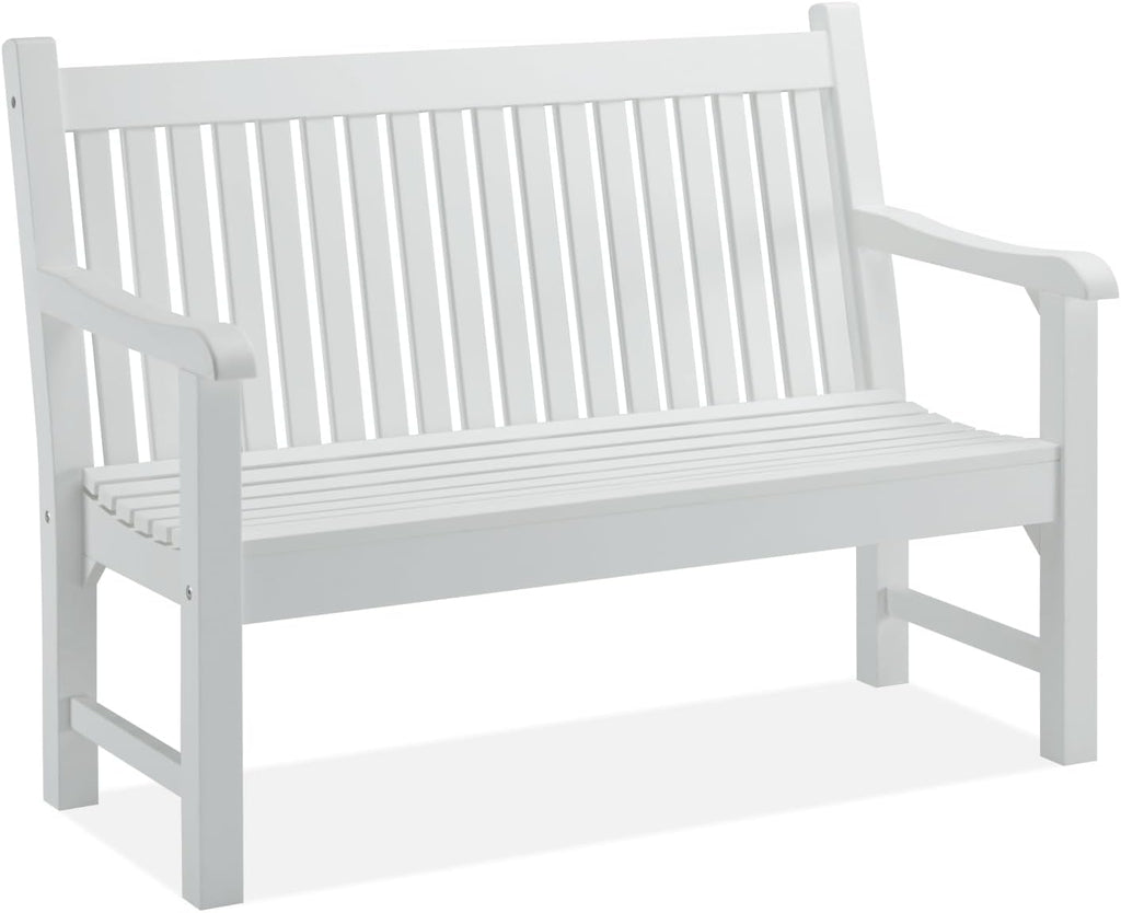 Psilvam 2-Person Outdoor Bench with 700 Lbs Weight Capacity, White