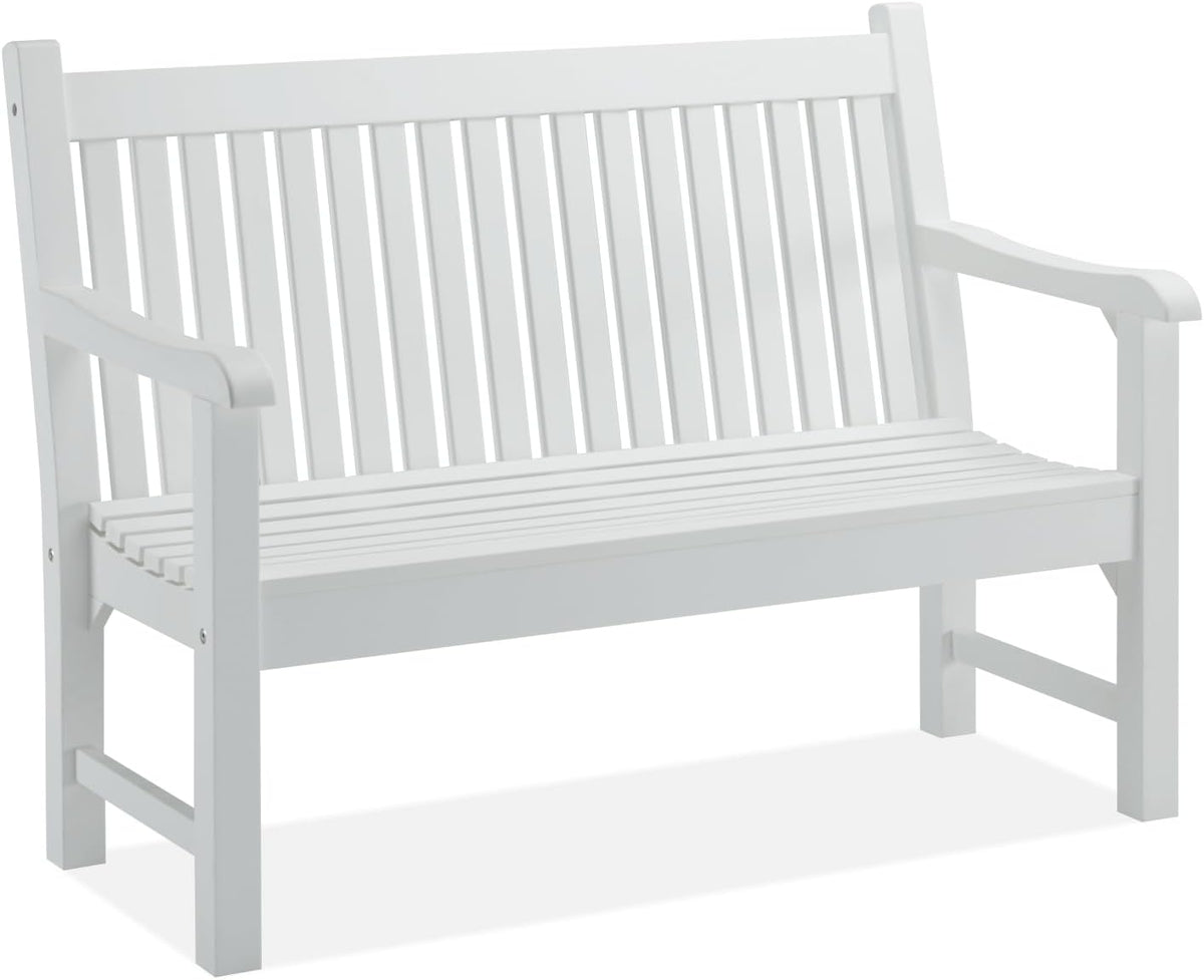 Psilvam 2-Person Outdoor Bench with 700 Lbs Weight Capacity, White