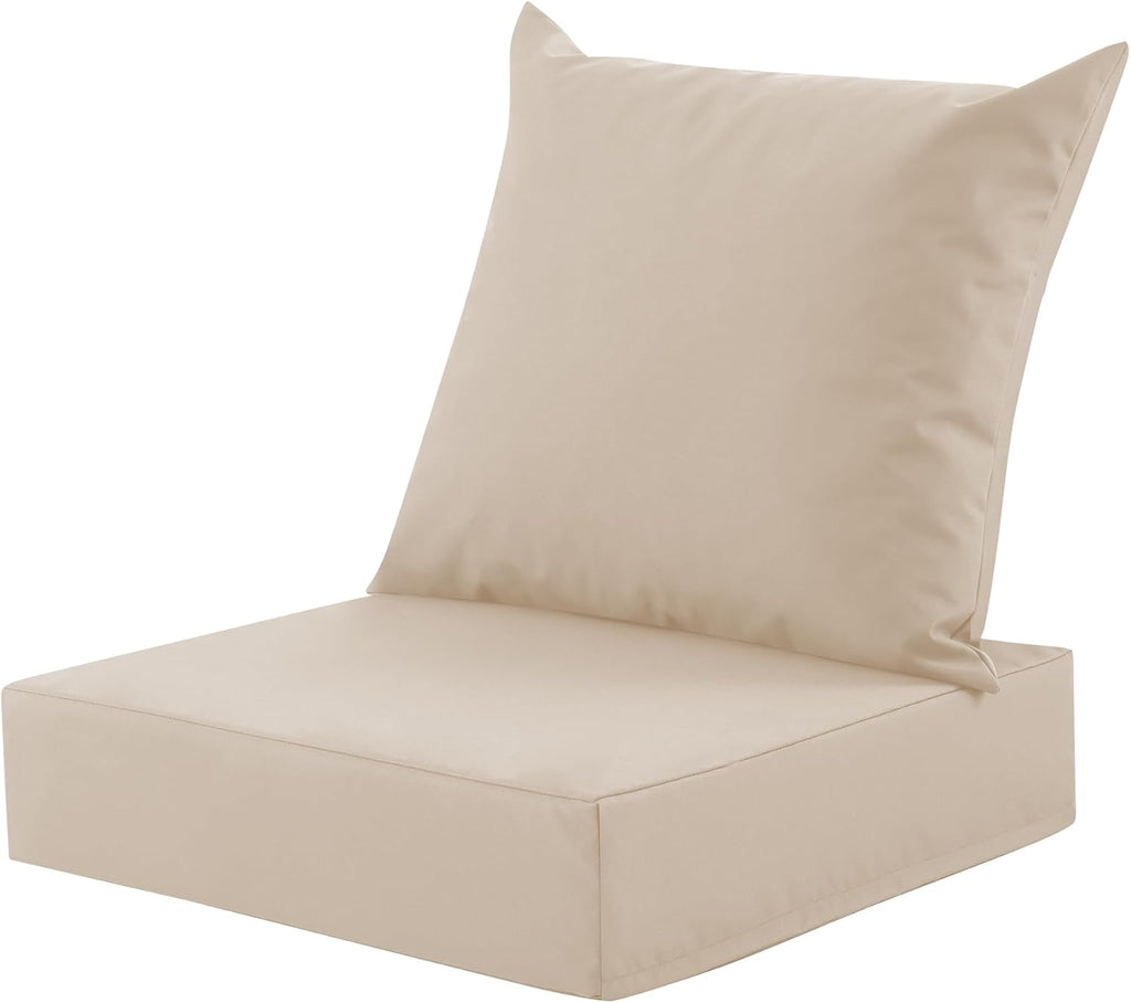 Outdoor Deep Seat Cushion Set, 24x24 Inch, Beige, Set of 1