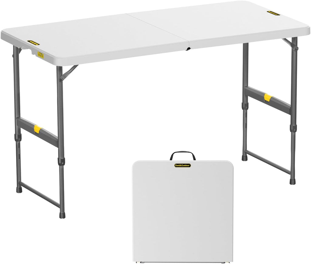 FanttikOutdoor Folding Table 4 Foot Quick Adjust Portable Plastic 4 Heights