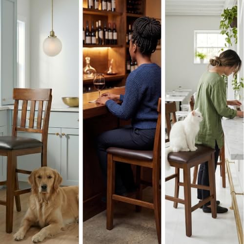 Signature Design by Ashley Counter Height Bar Stool, Set of 2, Slat Back