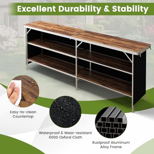 COSTWAY 81" Folding Picnic Table, Portable Bar Table with Carry Bag