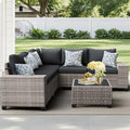 JOIVI 6 PCS Patio Furniture Set, 8" Armrest Outdoor Sectional Sofas, Black