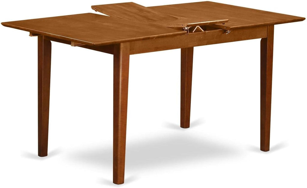 East West Furniture PSAV7-SBR-C 7 Piece Modern Dining Table Set Consist of a Rectangle Wooden Table with Butterfly Leaf and 6 Linen Fabric Upholstered Chairs, 32x60 Inch, Saddle Brown