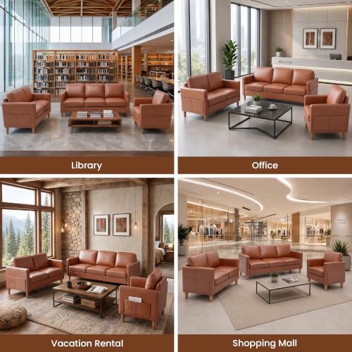 Faux Leather Accent Chair Mid Century Modern Armchair for Living Room