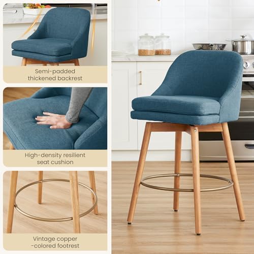 kinmars Swivel Counter Height Bar Stools Set of 2, Blue, 27"