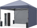 ABCCANOPY 10x10 Pop Up Canopy Tent, 2 Sidewalls, All-Weather Shade, Gray