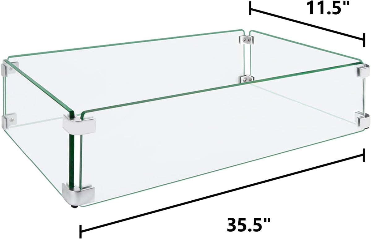 Fire Pit Wind Guard,35.5"x11.5"x6" Fire Pit Wind Guard Rectangle