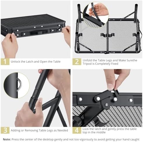 Anbte 2 ft Folding Grill Table, Aluminum Camping Table 3 Heights Max 27.5"