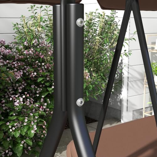 Outsunny 3-Person Porch Swing w/Stand Adjustable Tilt Canopy, Brown
