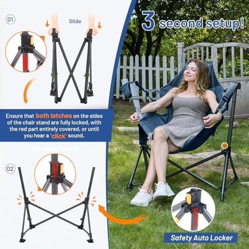 TIMBER RIDGE Hammock Camping Chair, Oversized Swinging Chair, 400lbs Load