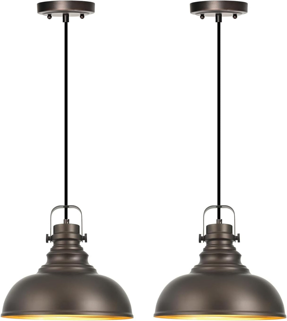 2 Packs Farmhouse Pendant Lights Kitchen Island Adjustable Pendant Light Fixtures Rustic Industrial Hanging Lamp,Oil Rubbed Bronze
