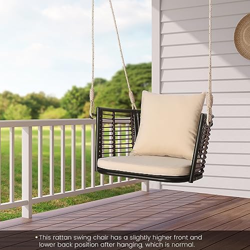 HAPPYGRILL 2 Pack Outdoor Porch Swing with Seat Cushion & Back Cushion